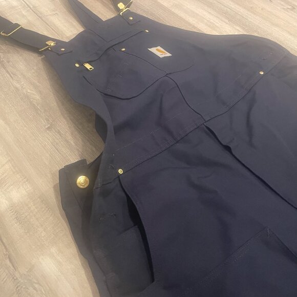 *NEW* CARHARTT Men's Relaxed Fit Duck Bib Overalls (42x34) R01-M Navy Blue - Picture 6 of 11